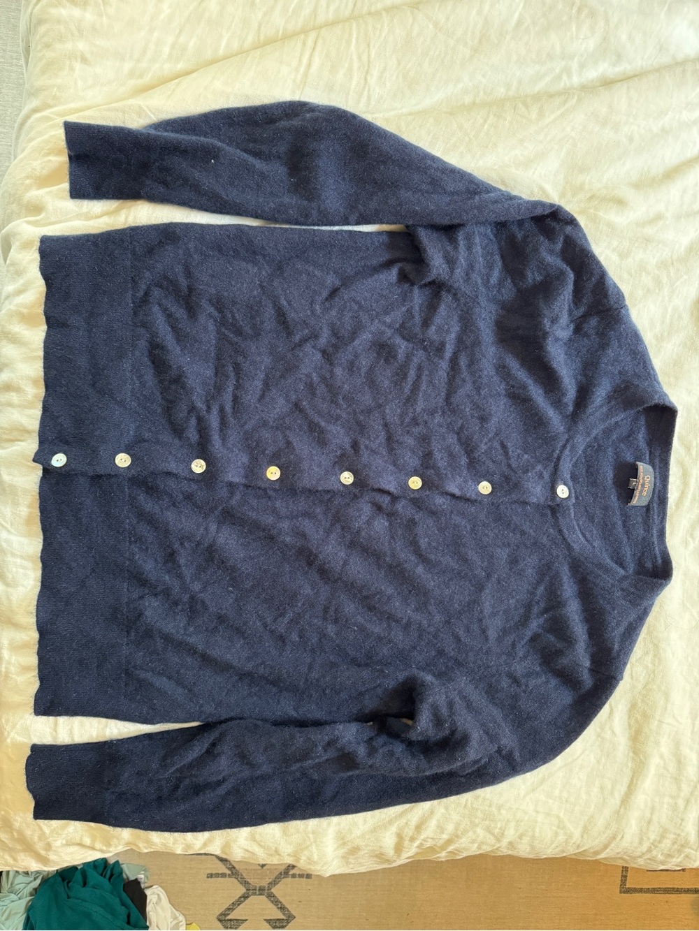 Quince Navy Cashmere Cardigan Large